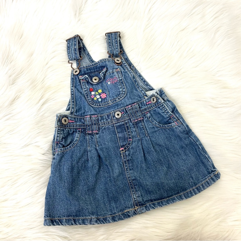 Vintage Baby Girl OshKosh B’Gosh Denim Overall Dress Size 18M
